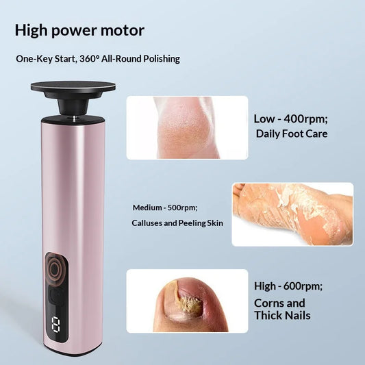 Electric Foot Trimmer, Electric Foot Grinder with 9-Level Adjustment, Rechargeable for Removing Dead Skin, Calluses, and Repairi