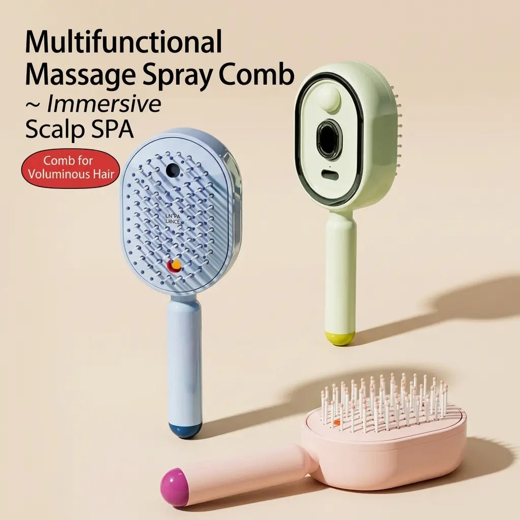 Transform Your Hair Care Routine with the Electric Spray Air Cushion Massage Comb – Featuring Self-Cleaning, Anti-Tangle, Anti-Static Technology and Essential Oil Mist Aromatherapy