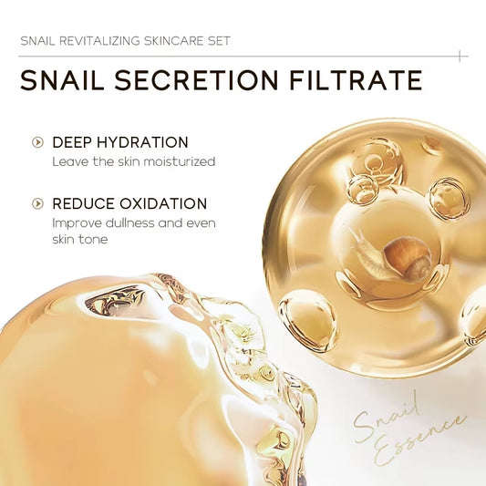 3Pcs Snail Facial Skin Care Set Collagen Face Cream Moisturizer 24K Gold Face Serum Eye Circles Eye Cream Skincare Suit